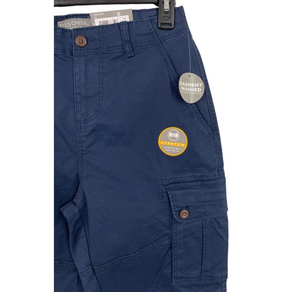 Falls Creek Mens Size 30 Navy Blue Canvas Cargo Shorts Stretch - Picture 3 of 8